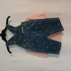 Carhartt, 3month, pink & denim overall set, nwt
